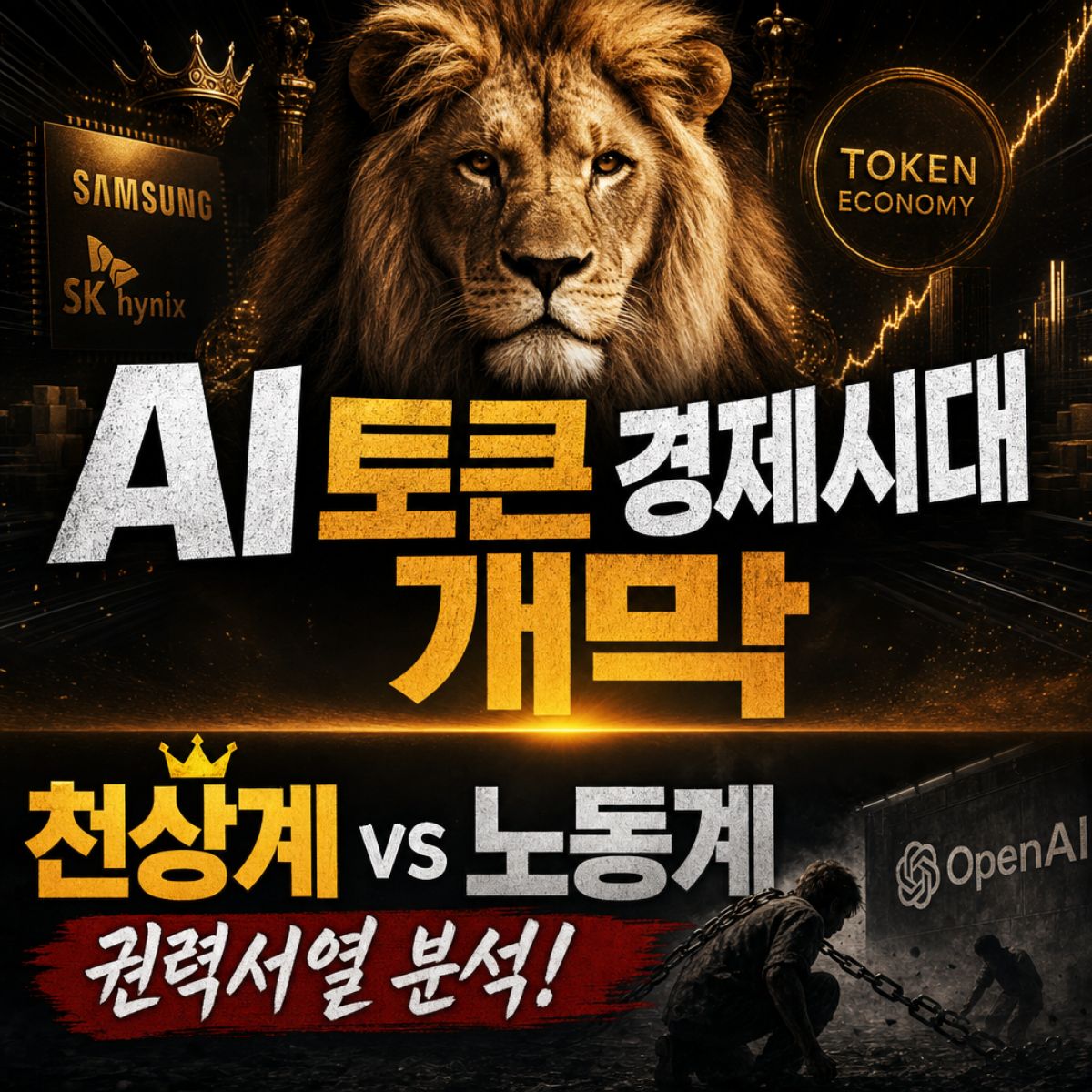 AI 토큰 경제 시대의 개막을 알리는 배경에 엔비디아와 삼성전자의 천상계 서열을 강조한 블로그 썸네일 이미지